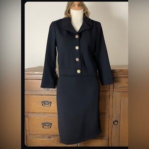 St John collection Black 2 Piece Skirt Set Sz P/4